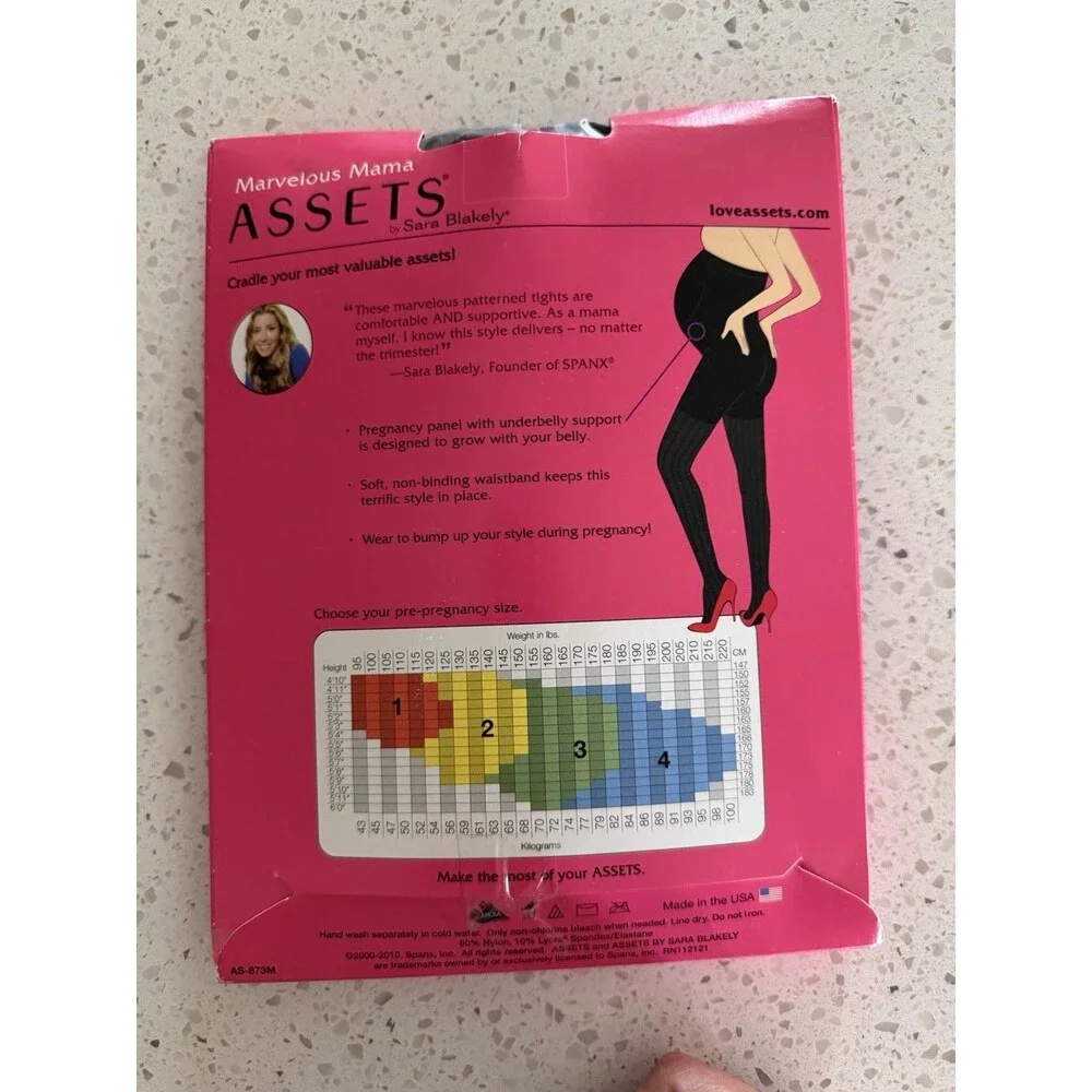 SPANX Size 2 Marvelous Mama ASSETS Terrific Tights Black Opaque Stripe MATERNITY